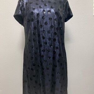 Lauren Ralph Lauren Blue/Black Sequin Polka Dot Shift Dress